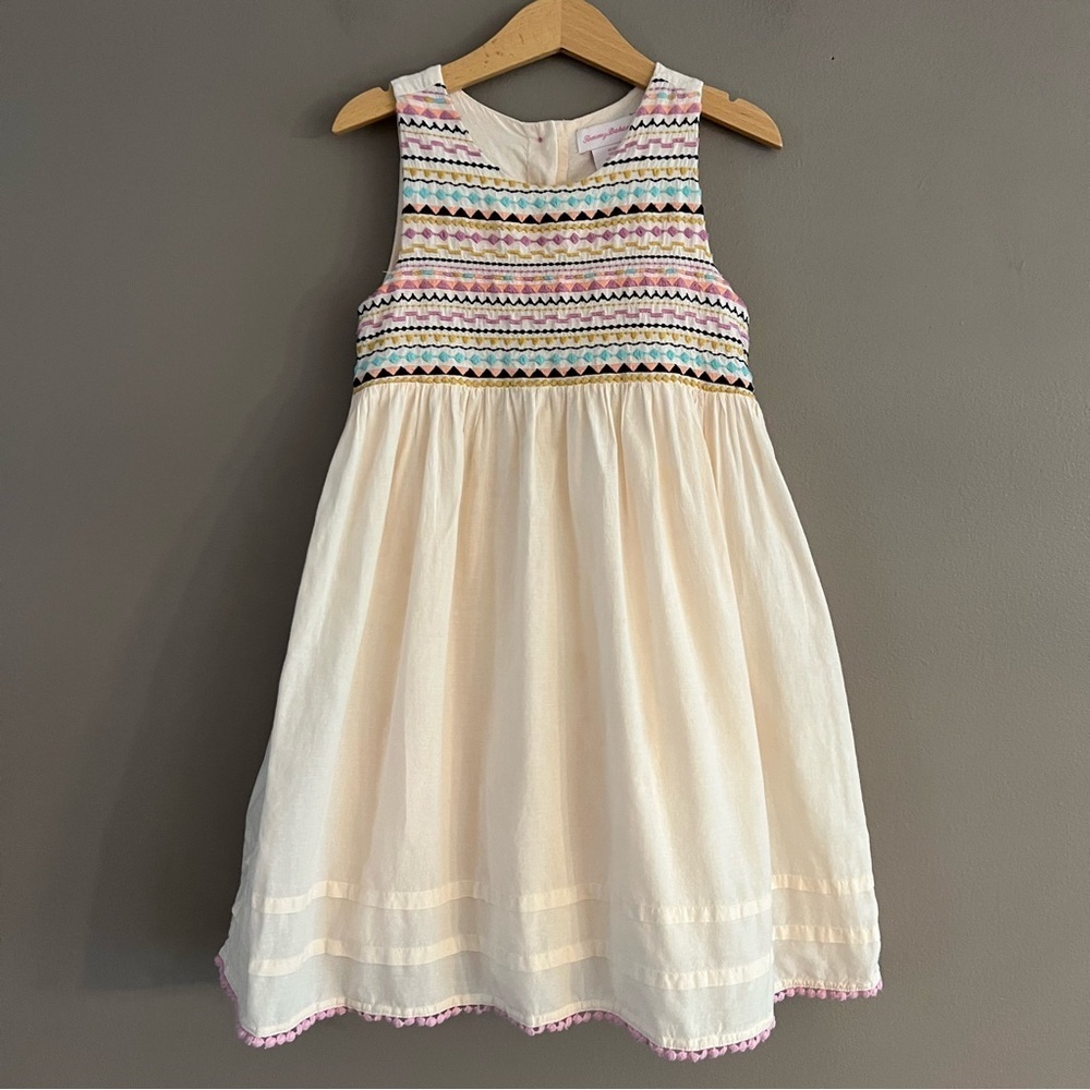 Tommy Bahama Girls Size 6 Summer Spring Floral Blue Tiered Dress Sleeveless